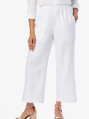 Jessica London White Linen Plus Size Pants